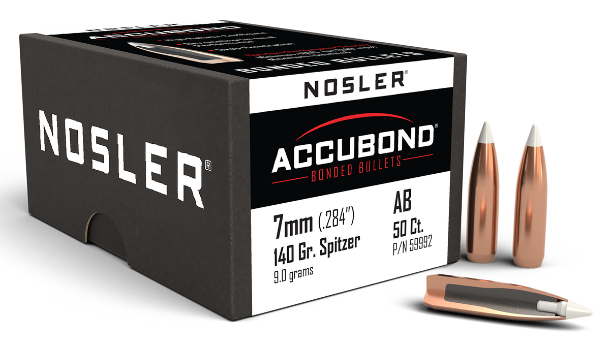 Nosler AccuBond 7mm .284 140gr Spitzer Point Reloading Bullets - 50/Box