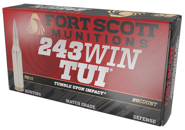 Fort Scott Munitions Tumble Upon Impact (TUI) 243 Win 70gr Solid Copper Spun - Box or Case