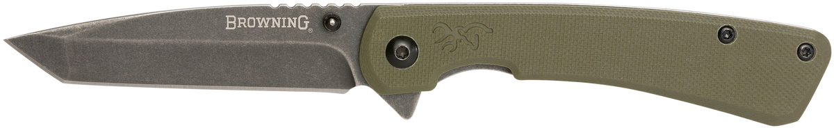 Browning Branded Rock EDC 3" Folding Tanto 7Cr17MoV OD Green G10