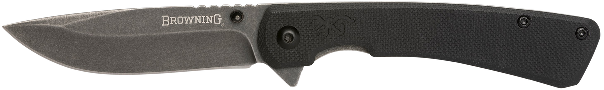 Browning Branded Rock EDC 3" Folding Drop Point 7Cr17MoV Black G10