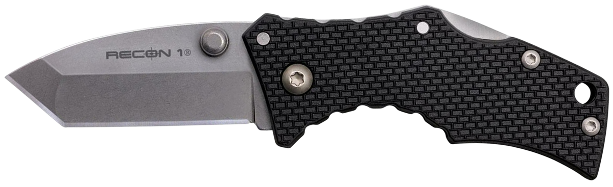 Cold Steel Recon 1 Micro 2" Folding Tanto Plain Stonewashed 4034 SS Black Griv-Ex Handle