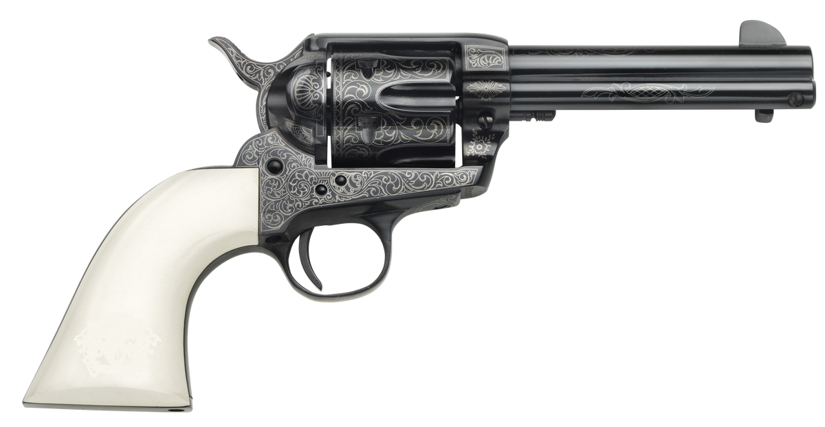 Taylors and Company 1873 Cattleman Outlaw Legacy 357 Mag 4.75" 6-Rd SAO Revolver - Blued Engraved