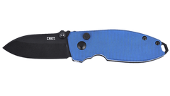 Columbia River Squid 2.27" Folding Drop Point Plain D2 Black Oxide Blue Micarta Button Lock