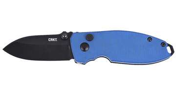 Columbia River Squid 2.27" Folding Drop Point Plain D2 Black Oxide Blue Micarta Button Lock