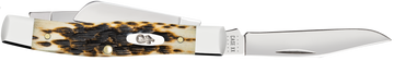 Case 00079 Medium Stockman 2.57"/1.88"/1.76" Folding Clip/Sheepsfoot/Pen Amber Bone Chrome Vanadium