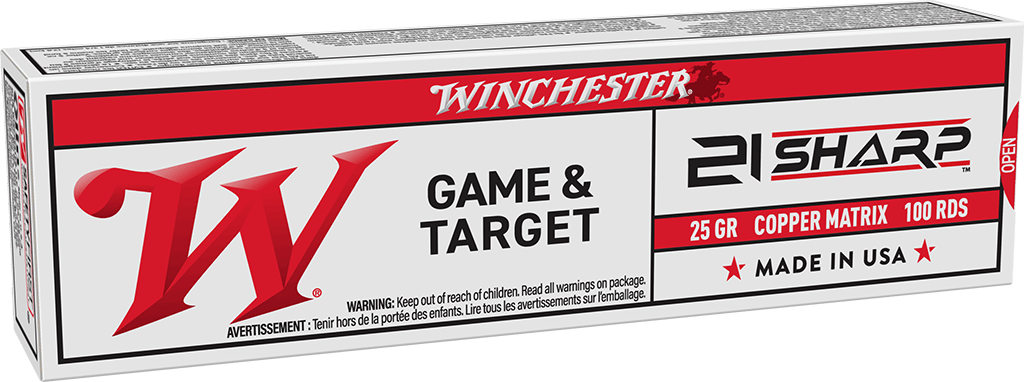Winchester Ammo USA 21 Sharp 25gr Copper Matrix 100 Rd - Box or Case