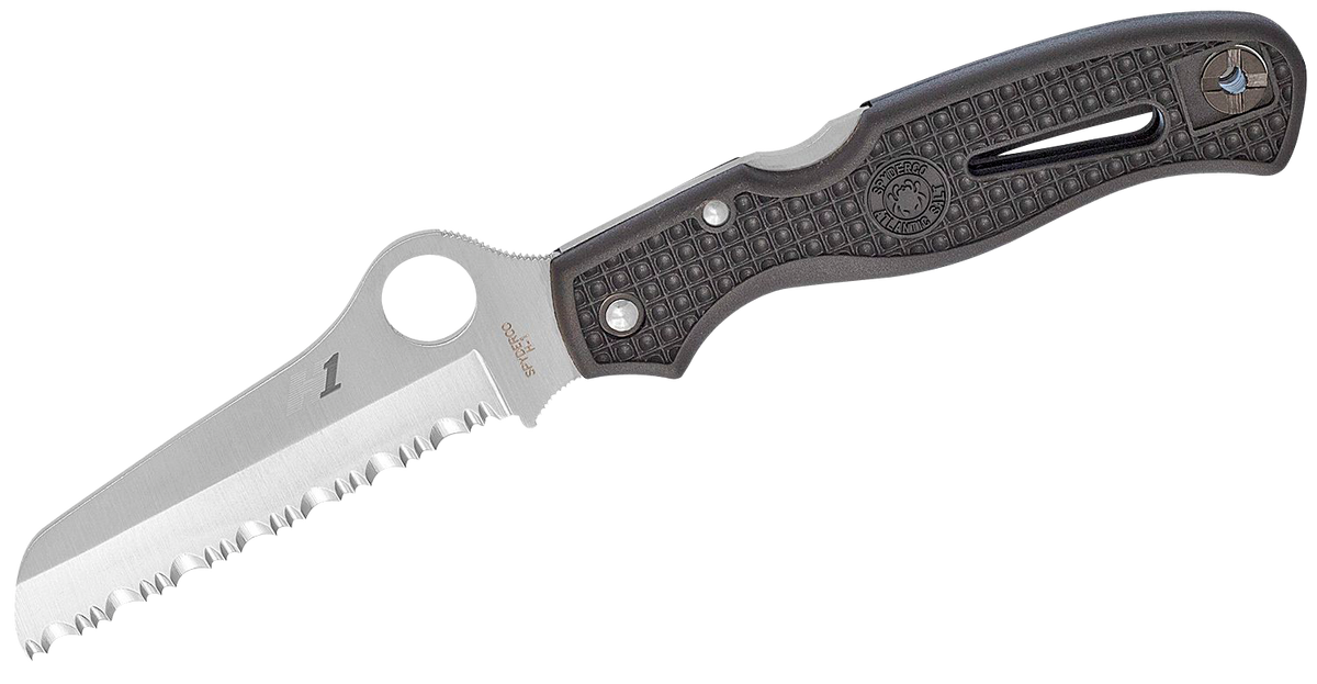 Spyderco Atlantic Salt C89SBK 3.69" Folding Sheepsfoot Serrated H1 Steel Black FRN