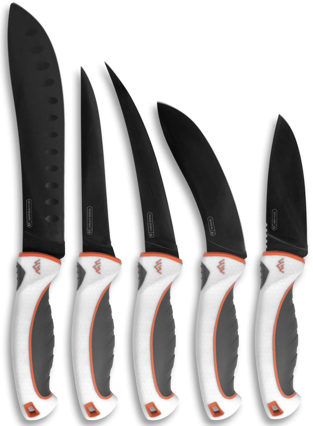 Outdoor Edge EM1 ErgoMax 5-Piece Game Processing Knife Set 5Cr13MoV Black Titanium-Coated Blades