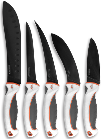 Outdoor Edge EM1 ErgoMax 5-Piece Game Processing Knife Set 5Cr13MoV Black Titanium-Coated Blades