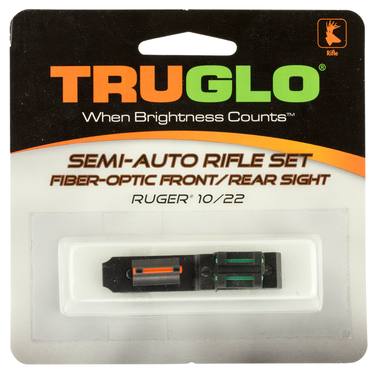 TruGlo TG111W Ruger 10/22 Fiber Optic Sight Set Red Front / Green Rear