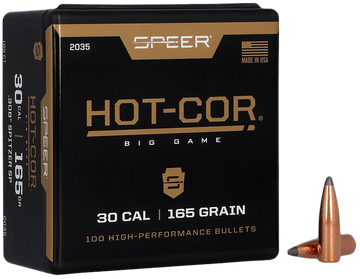 Speer Ammo 2035 Hot-Cor .308 165gr Spitzer Soft Point Rifle Reloading Bullets - 100/Box