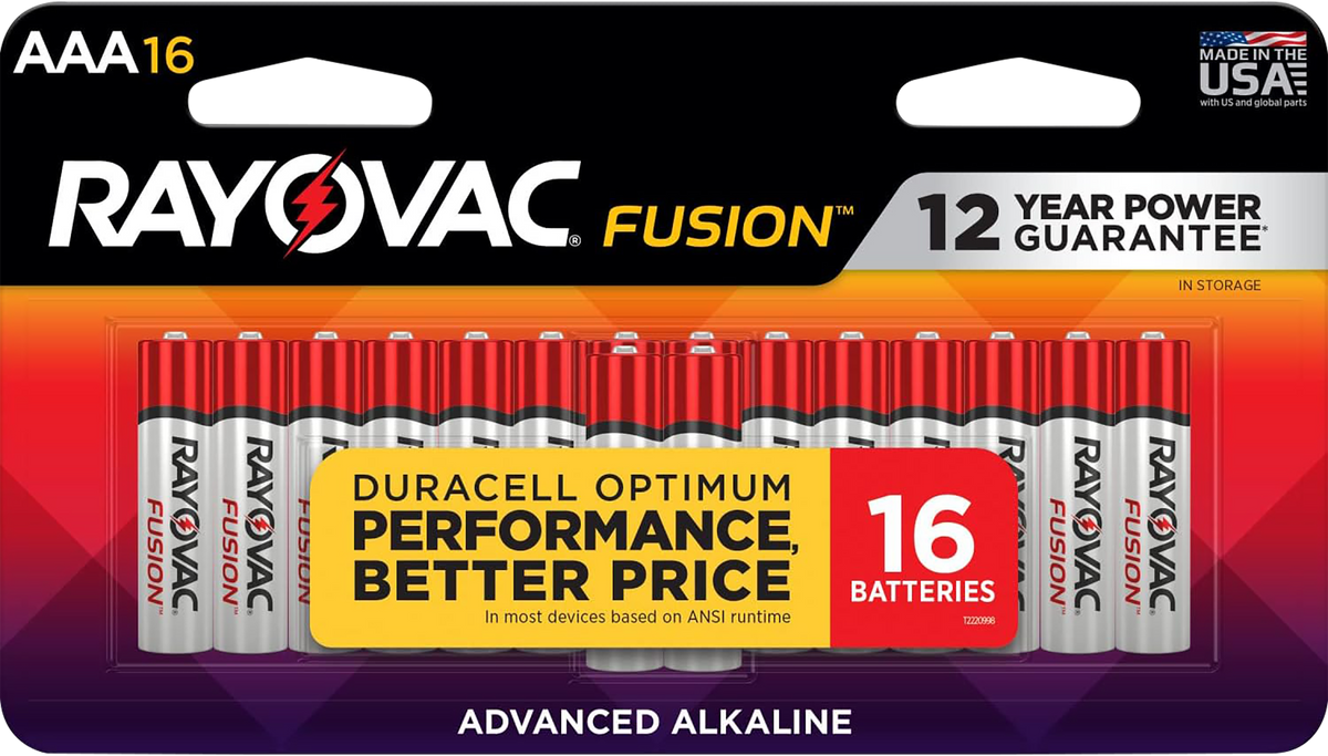Rayovac High Energy AAA Alkaline Batteries 1.5V 1,123 mAh (16-Pack) - Silver / Blue