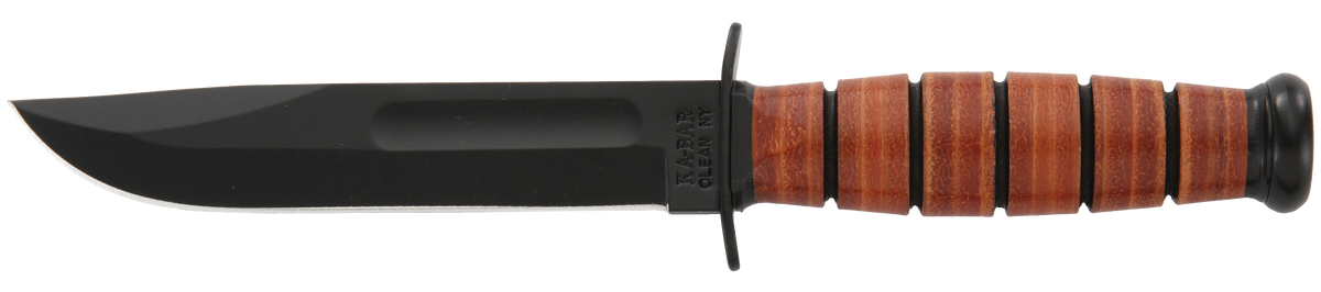 Ka-Bar 1250 Short USMC 5.25" Clip Point Plain 1095 Cro-Van Leather Handle Fixed