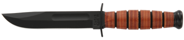 Ka-Bar 1250 Short USMC 5.25" Clip Point Plain 1095 Cro-Van Leather Handle Fixed