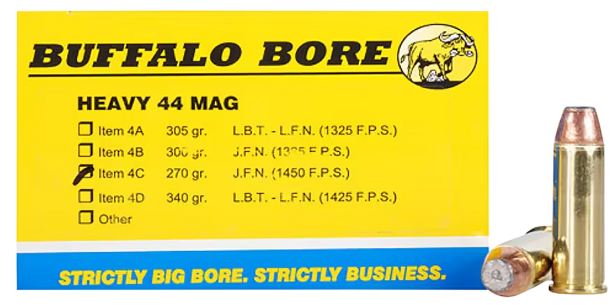 Buffalo Bore Ammunition Strictly Business Heavy 44 Rem Mag 270gr Semi-Jacketed Flat Point 20 Rd Box - Box or Case