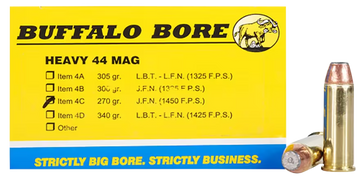Buffalo Bore Ammunition Strictly Business Heavy 44 Rem Mag 270gr Semi-Jacketed Flat Point 20 Rd Box - Box or Case