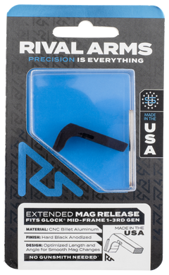 Rival Arms RA72G001A Magazine Release Fits Glock Gen3 (Except 21SF) Extended Black Anodized Aluminum