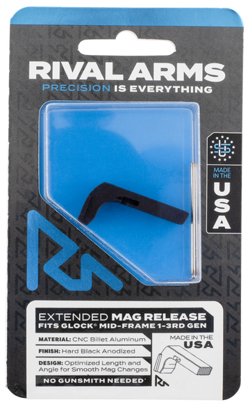 Rival Arms RA72G001A Magazine Release Fits Glock Gen3 (Except 21SF) Extended Black Anodized Aluminum