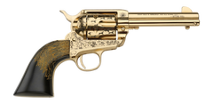 Pietta Keeper Of The Plains 45 Colt 4.75" 6-Shot Single-Action Revolver - Ultra Black Engraved Eagle Feather Grip