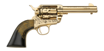Pietta Keeper Of The Plains 45 Colt 4.75" 6-Shot Single-Action Revolver - Ultra Black Engraved Eagle Feather Grip