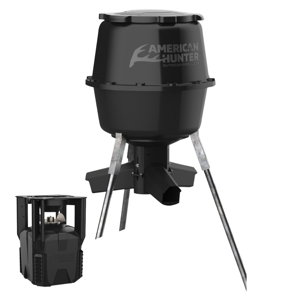 American Hunter XDE-Pro 30-Gallon Nesting Hopper Digital Game Feeder - 16 Programs, 1-60 Sec Duration - Black