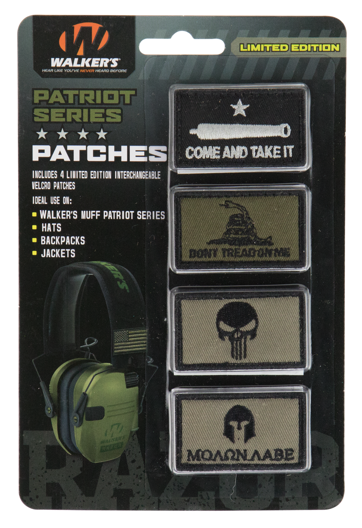 Walkers Game Ear Patriot Muff Patch Kit - Come & Take It Version Velcro