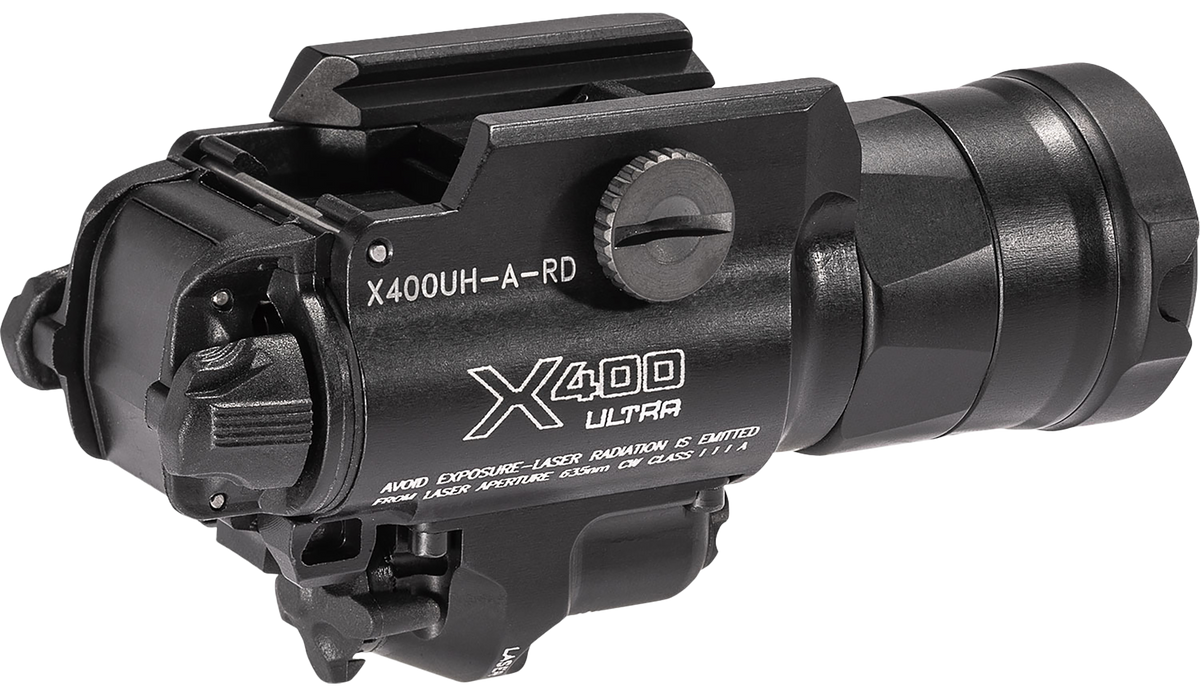 Surefire X400UH-A-RD Ultra Masterfire 1000 Lumen White LED/Red Laser Weapon Light - Black Anodized