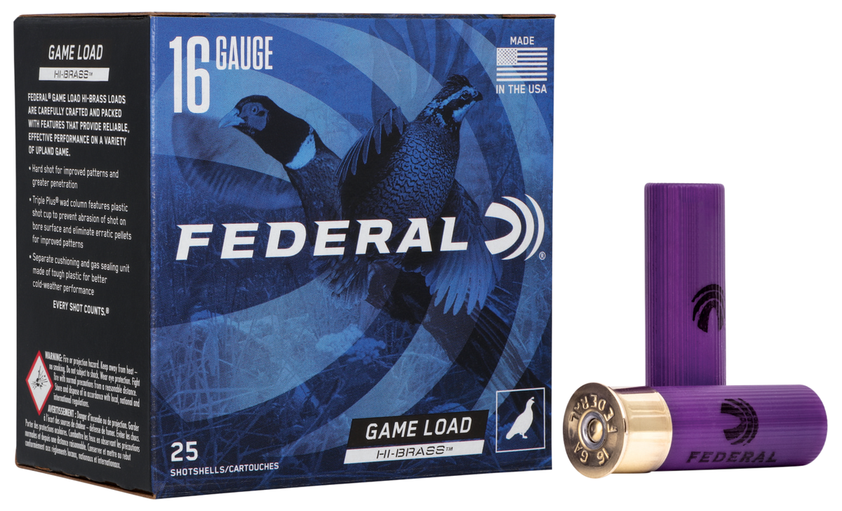 Federal Game-Shok High Brass 16 Gauge 2.75" 1 1/8 oz #4 Shot 25 Rd - Box or Case