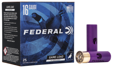Federal Game-Shok High Brass 16 Gauge 2.75" 1 1/8 oz #4 Shot 25 Rd - Box or Case