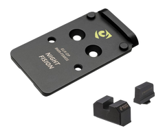 Night Fision Optic Plate + Blacked Out Backup Sights Combo - 17-4 Stainless Steel Black Nitride - Fits Glock Full Size MOS 17/19/47 / RMR / 507C
