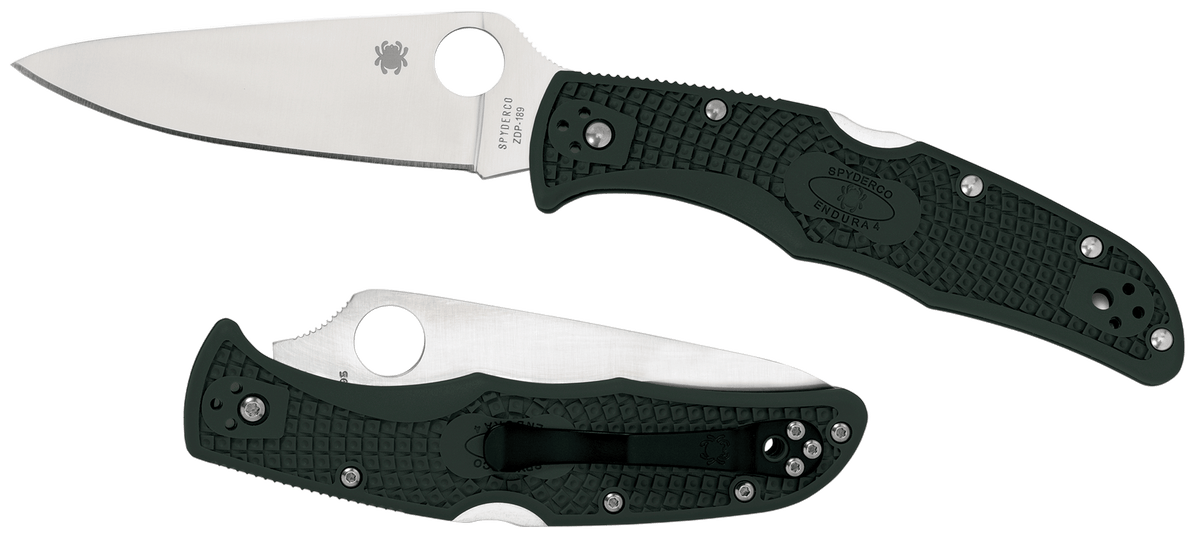 Spyderco Endura 4 Lightweight 3.75" VG-10 Stainless Steel Clip Point FRN Green Folding Knife
