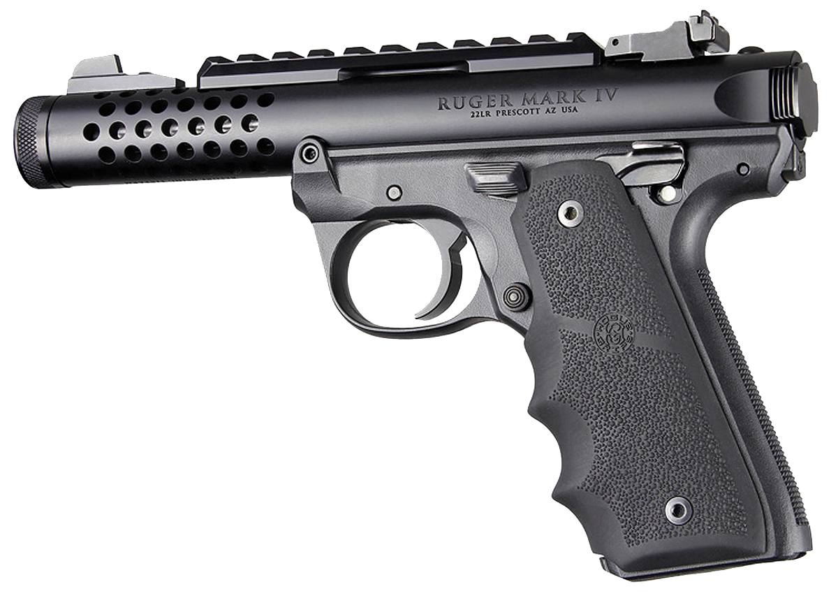 Hogue 79080 Rubber Grip with Finger Grooves Black - Ruger Mark IV 22/45