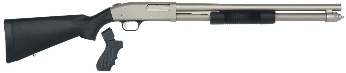 Mossberg 590 Mariner 12 Gauge 20" 8+1 3" Pump-Action Shotgun - Silver Marinecote w/Pistol Grip Kit