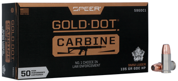 Speer Ammo Gold Dot Carbine 9mm Luger 135gr Hollow Point 50rd Box - Box or Case