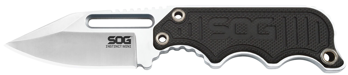 S.O.G Instinct Mini 1.90" Fixed Blade Clip Point Plain Satin 5Cr15MoV SS Black/Silver G10/SS Handle