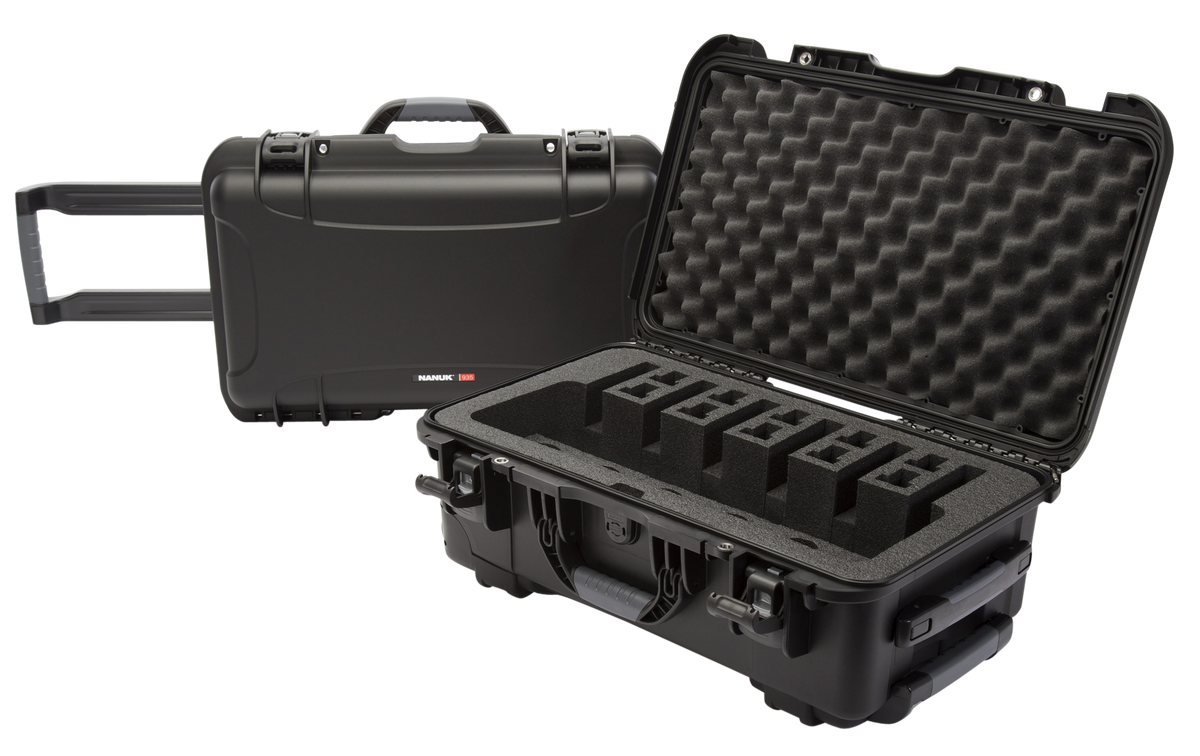 Nanuk 935 6-Up Pistol Case Black Polymer w/ Closed-Cell Foam - 22" x 14" x 9" Interior