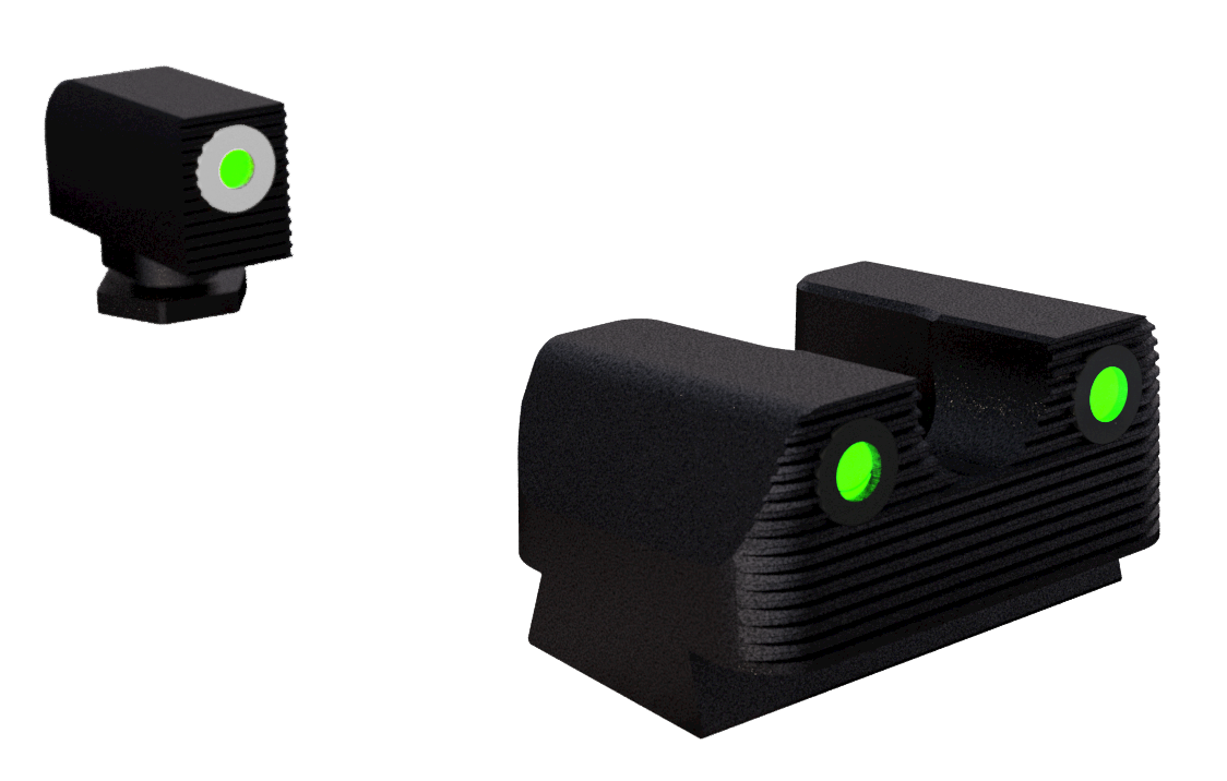 Rival Arms RA2B231G Night Sights for Glock 42/43/43X/48 Green Tritium White Outline Front - Black Outline Rear