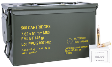 PPU Rangemaster 7.62x51mm NATO 145gr Full Metal Jacket Boat Tail 500 Rds - Sold by Case w/ Metal Can