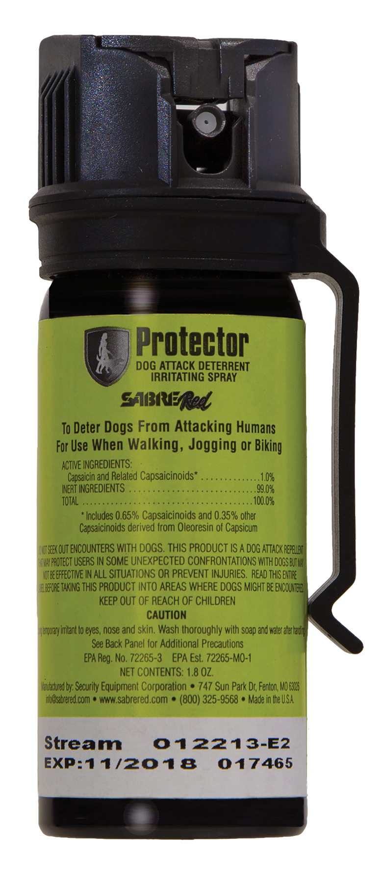 Sabre SRPMK3 Dog Deterrent Pepper Spray 1.80 oz 15 ft Range 7 Bursts - Includes Belt Clip