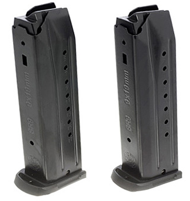 Ruger SR9/SR9C/9E 9mm Luger 17rd Blued Steel Pistol Magazine 2-Pack