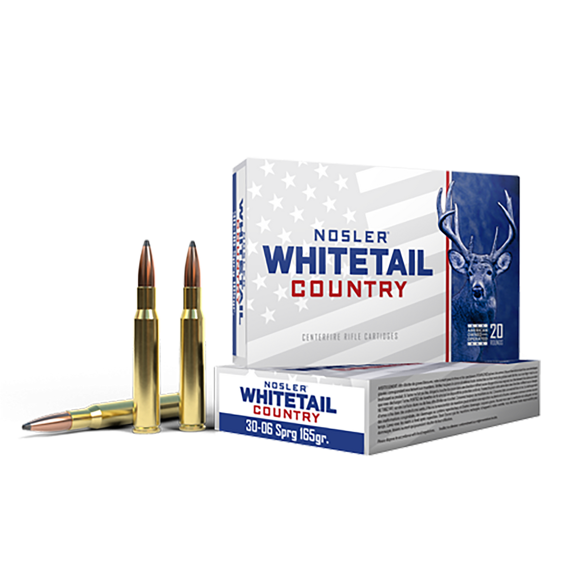 Nosler Whitetail Country 30-06 Springfield 165gr Spitzer Boat Tail - Box or Case