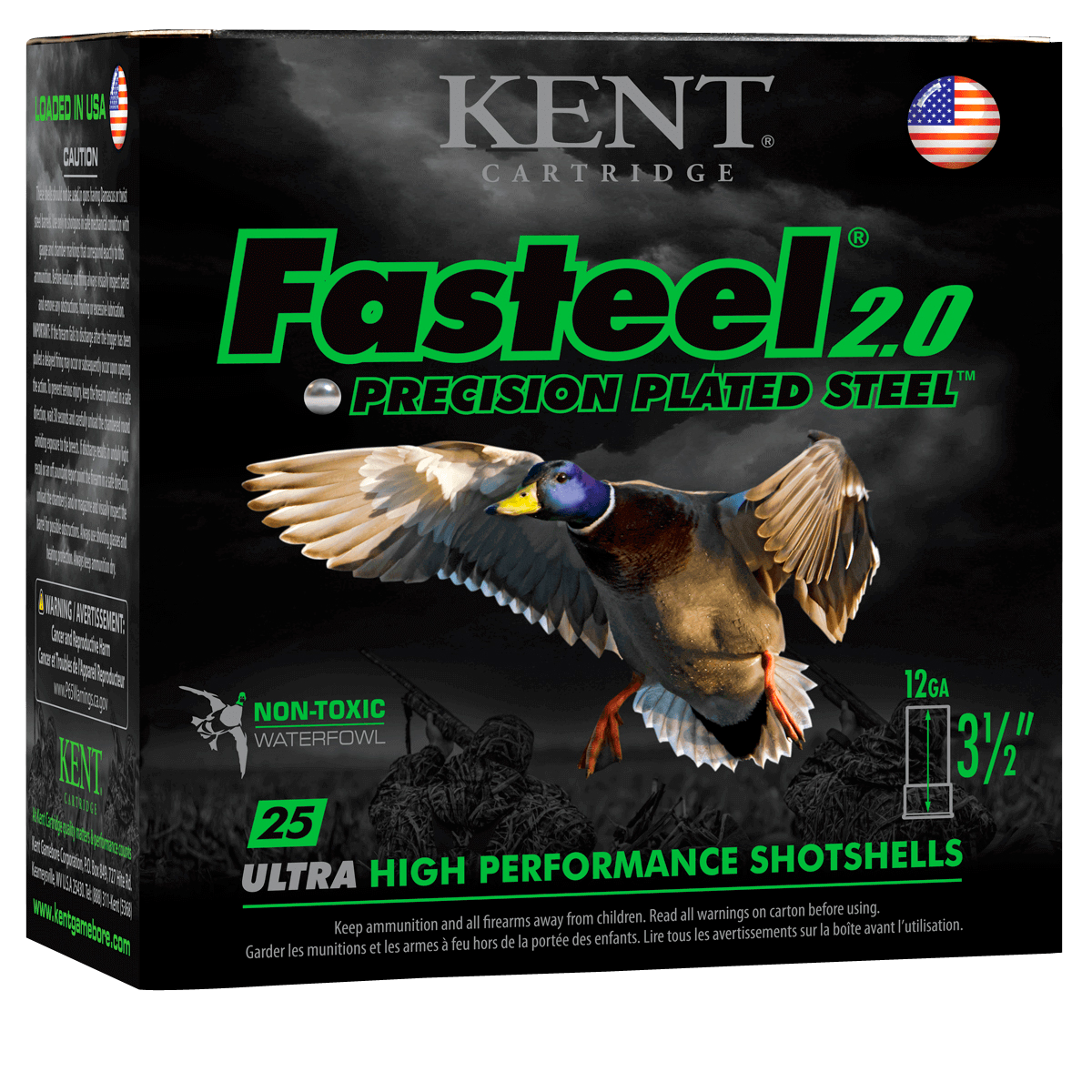 Kent Cartridge Fasteel 2.0 12 Gauge 3.5" 1-3/8 oz #3 Shot - Box or Case