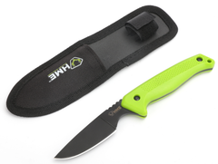 HME KNFBCK Fixed Blade 2.5" Caper Plain 420HC Black Oxide Green TPR Handle