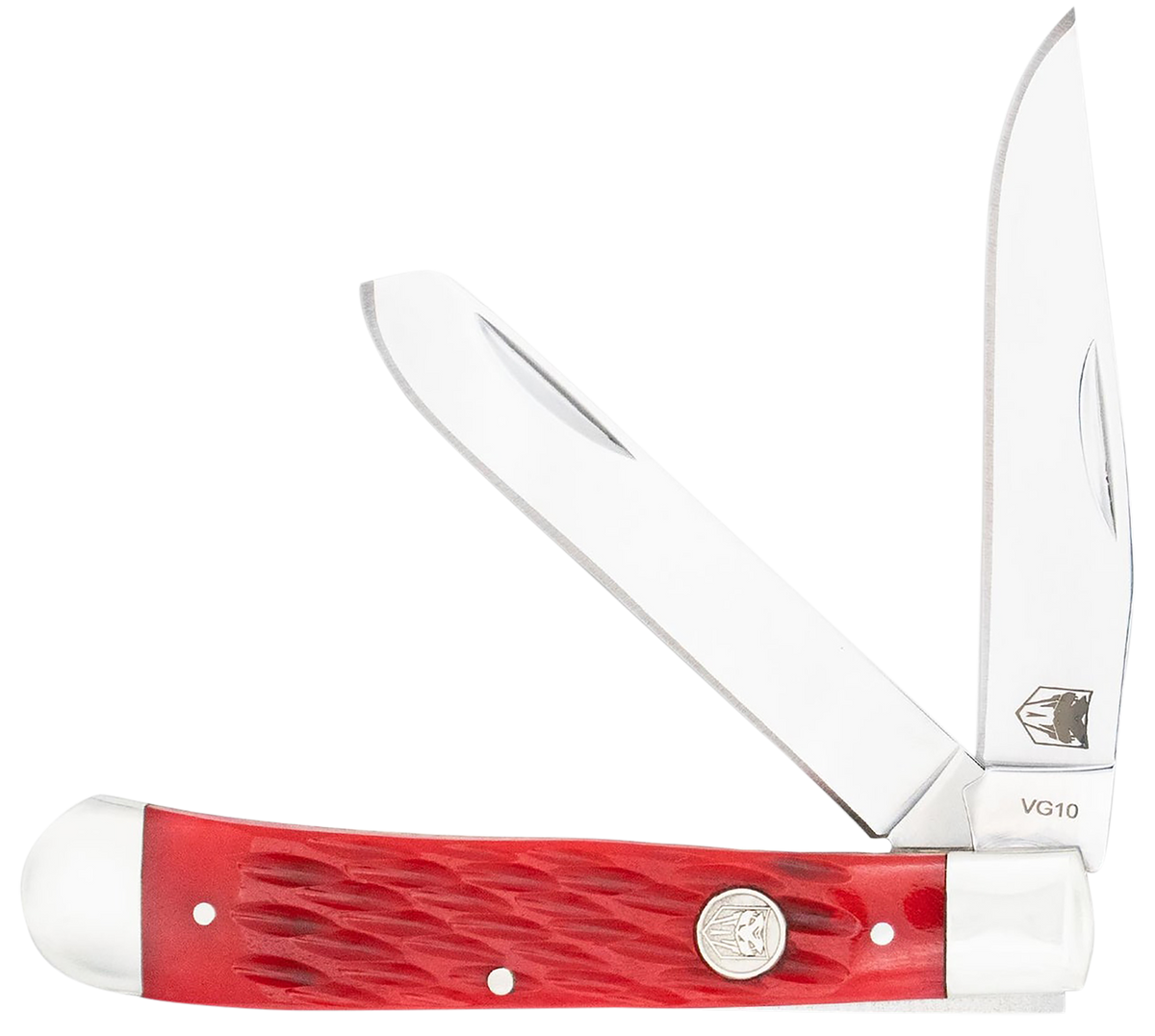 CobraTec Knives Trapper 2.88" Clip Point / 2.94" Spey Plain VG-10 SS Red Bone Folding Knife