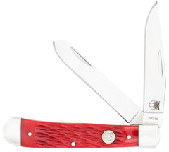 CobraTec Knives Trapper 2.88" Clip Point / 2.94" Spey Plain VG-10 SS Red Bone Folding Knife