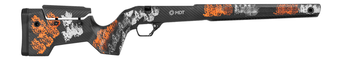 MDT Sporting Goods CRBN Chassis Hunter Kit - Tikka T3x Long Action Right Hand - Hunter Orange / Gray