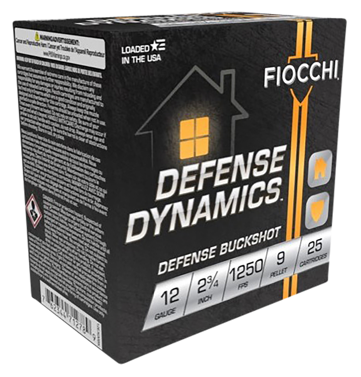 Fiocchi Defense Dynamics 12 Gauge 2.75" 9-Pellet #1 Buckshot 25 Bx - Box or Case