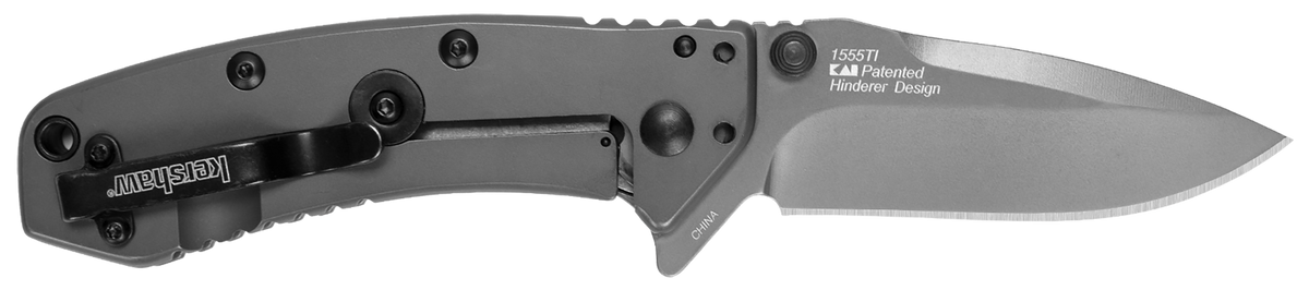 Kershaw Cryo 1555TIX 2.75" Folding Drop Point Plain 8Cr13MoV Gray PVD SS - Clamshell Packaging