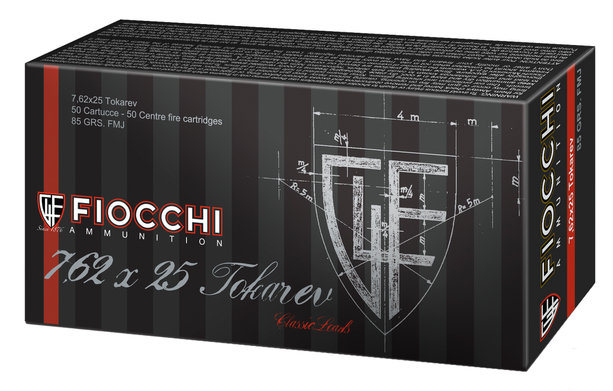 Fiocchi 762TOK Heritage 7.62x25mm Tokarev 88gr FMJ 50 Bx/20 Cs - Box or Case
