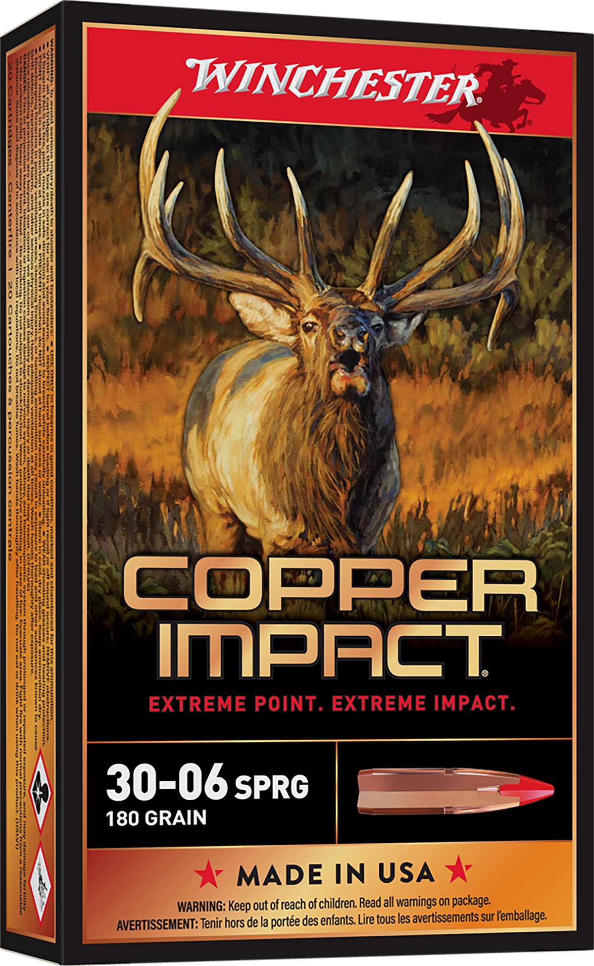 Winchester Ammo Copper Impact 30-06 Springfield 180gr Copper Extreme Point Lead-Free 20 Rd - Box or Case